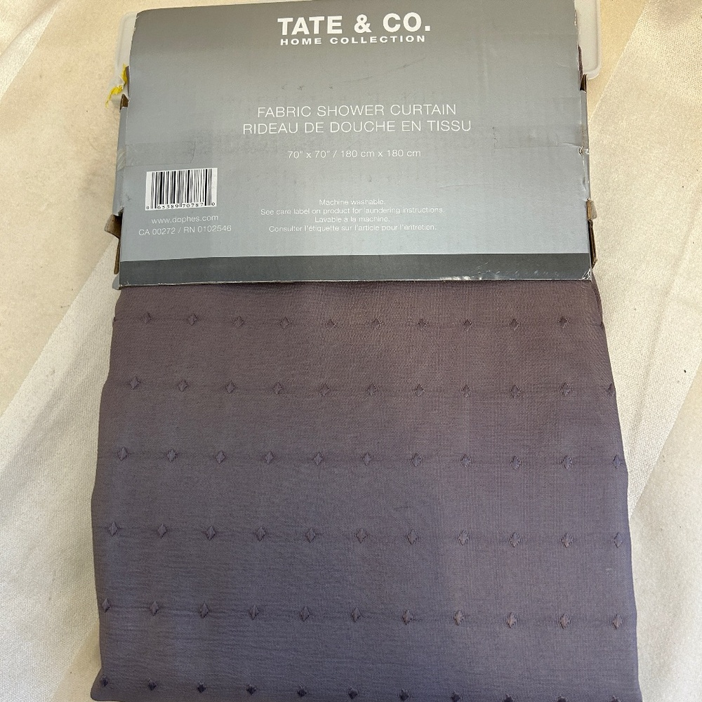 BRAND NEW The Tate & Co. Home Collection Shower Curtain  Colour Taupe